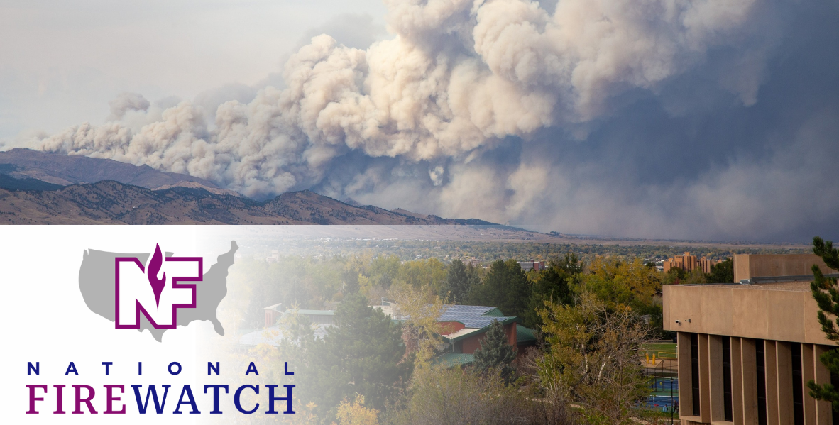 Colorado skyline with wildfire burning