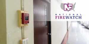 View of school hallway with NFW logo